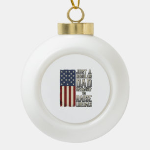 Patriotisches Vater Vintage-Flagge-Zitat-Shirt-Des Keramik Kugel-Ornament