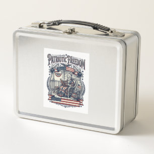Patriotisches Veranda-Bookworm-Vektorgrafik-T-Shir Metall Brotdose