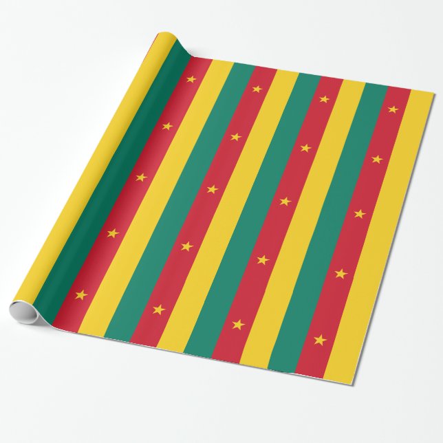 Patriotisches Verpackungspapier mit Flagge Kamerun Geschenkpapier (Ungerollt)