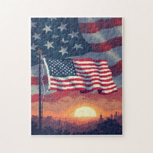 Patriotisches Versteckbild-Mosaik-Aktivitätsspiel 