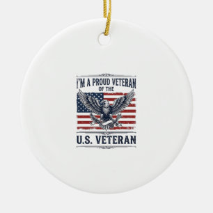 Patriotisches Veteran-Adler Vintage Gravur Shirt D Keramik Ornament