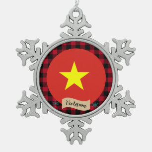 Patriotisches Vietnam, Büffel kariert, vietnamesis Schneeflocken Zinn-Ornament