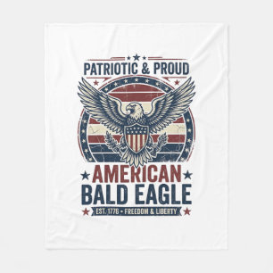 Patriotisches Vintage-Weißkopfseeadler-Bedrucktes  Fleecedecke