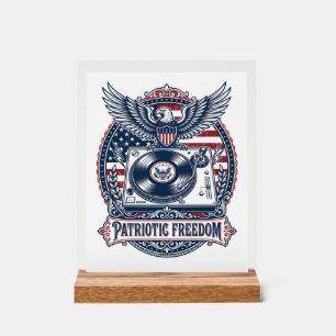 Patriotisches Vinyl-Sammler Vektorgrafik T-Shirt Acrylschild
