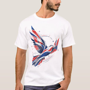 Patriotisches Vogel-Grafik-T-Shirt Rot Weiß Blau T-Shirt
