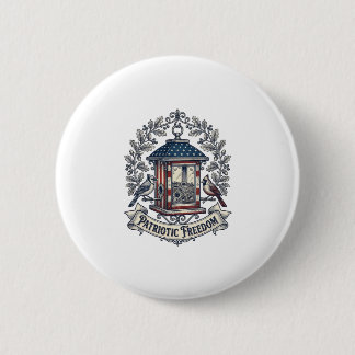 Patriotisches Vogelhäuschen-Vektorgrafik-T-Shirt_ Button