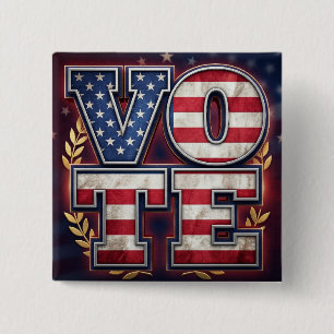 Patriotisches VOTE American Flag Typografie Design Button