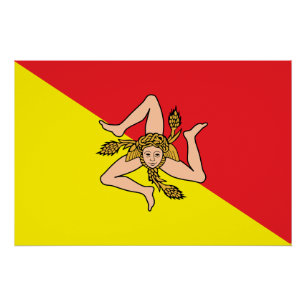 Patriotisches Wandplakat mit der Fahne Siziliens,  Poster
