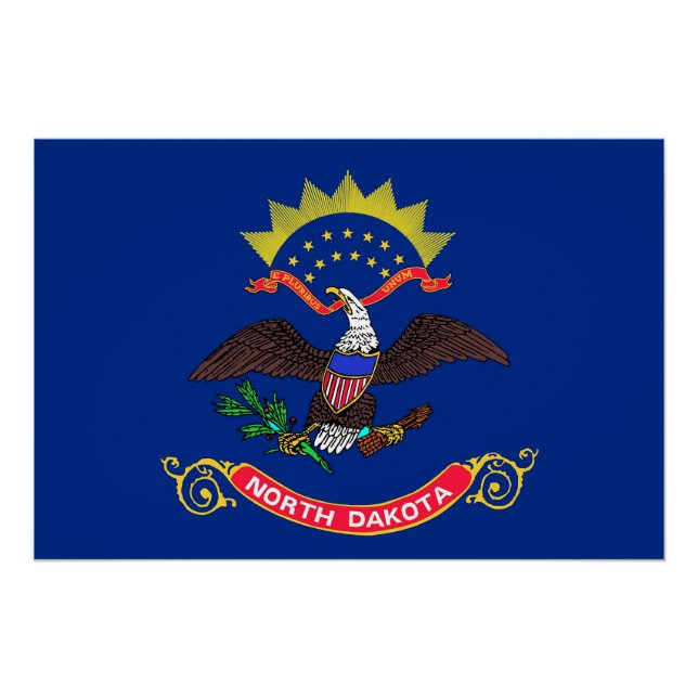 Patriotisches Wandplakat mit Flag North Dakota Poster (Vorderseite)