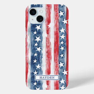 Patriotisches Wasserfarben-Sterne-und-Streifen-Mon Case-Mate iPhone Hülle