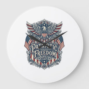 Patriotisches Western-Blumen-Vektorgrafik-T-Shirt Große Wanduhr