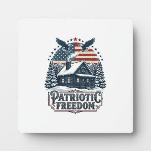 Patriotisches Winter-Cabin-Vektorgrafik-T-Shirt Fotoplatte