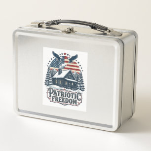 Patriotisches Winter-Cabin-Vektorgrafik-T-Shirt Metall Brotdose