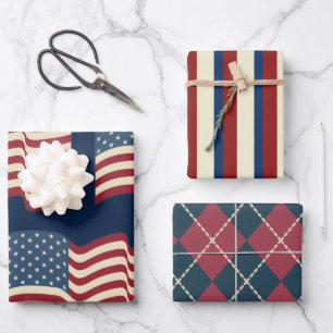 Patriotisches Wrapping Paper-Set Geschenkpapier Set