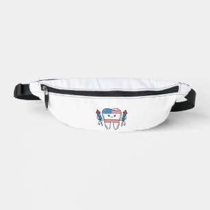 Patriotisches Zahnmaskottchen Feuerwerk Vektor Des Bauchtasche