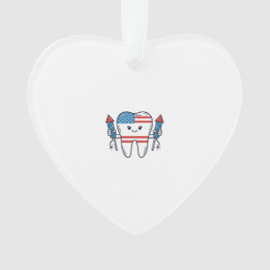 Patriotisches Zahnmaskottchen Feuerwerk Vektor Des Ornament