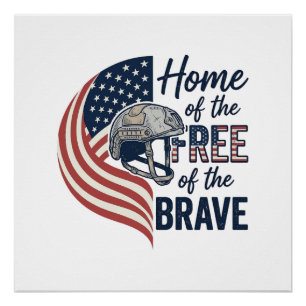 Patriotisches Zuhause der Freien Tapfere Helm Shir Poster