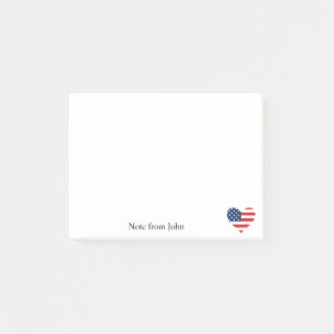 Patriotism America USA Flag Herz Custom Post-it Klebezettel