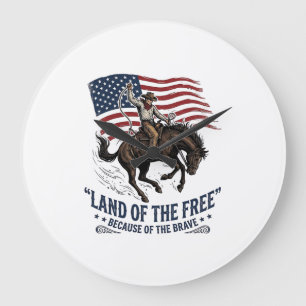 Patriots Cowboy Land der Freien Western Hemd De Große Wanduhr