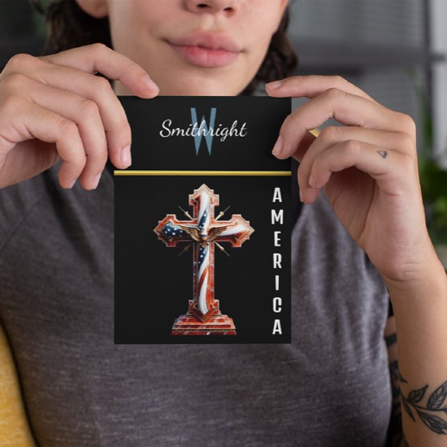 Patriots Emblem: Amerikanisches Flaggenkreuz Postkarte (Von Creator hochgeladen)