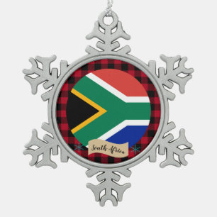 Patriots Südafrika, Büffel kariert, afrikanische F Schneeflocken Zinn-Ornament