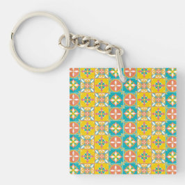 Patrón azulejo de colores alegres schlüsselanhänger