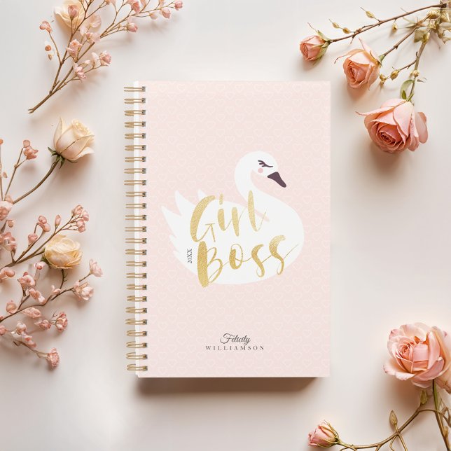 Patron de fille | Chic Girl White Swan & Polka Dot (Girl Boss | Chic Girly White Swan & Polka Dot Planner)
