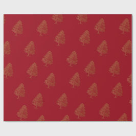 Patrón de venados dorados en rojo Navidad Geschenkpapier