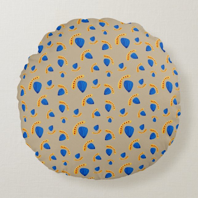 Patrón pintado a mano boho tono tierra rundes kissen (Vorderseite)