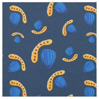 Patrón pintado a mano minimalista boho azul navy stoff
