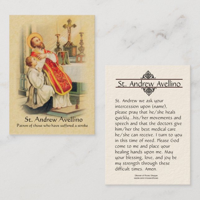 Patron saint de la carte | St Andrew Avellino pour (Devant / Derrière)