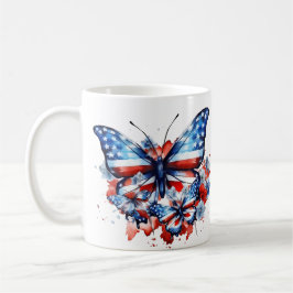 Patrotische Schmetterlinge USA Flag 4. Juli Kaffeetasse