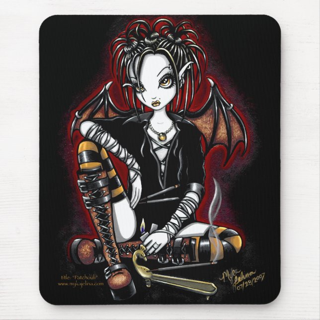 Patschulipflanzen-dunkle Feen-Weihrauch-Fantasie Mousepad (Vorne)