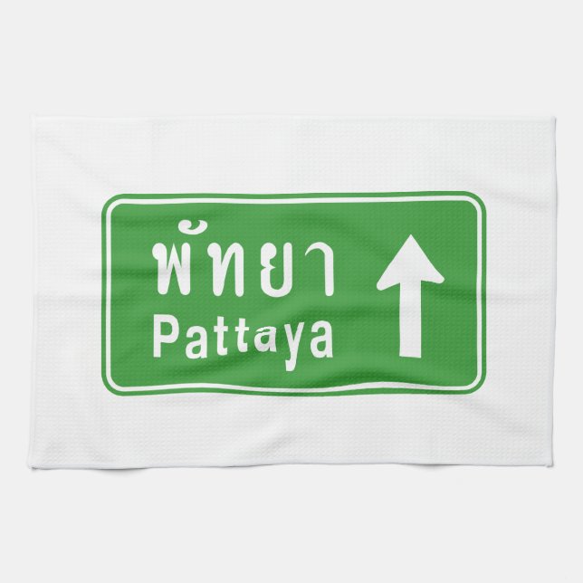 Pattaya Ahead ⚠ Thai Highway Traffic ⚠ Handtuch (Horizontal)
