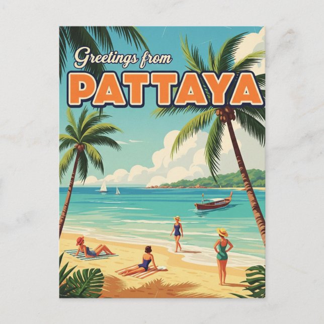 Pattaya Beach Thailand Travel Postkarte (Vorderseite)