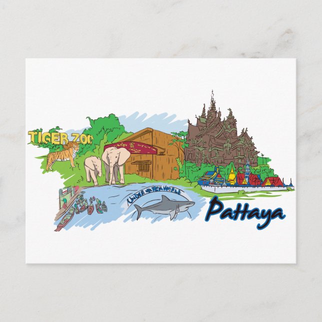 Pattaya Thailand Bekannte Stadt Postkarte (Vorderseite)