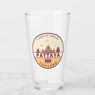 Pattaya Thailand City Skyline Emblem Glas