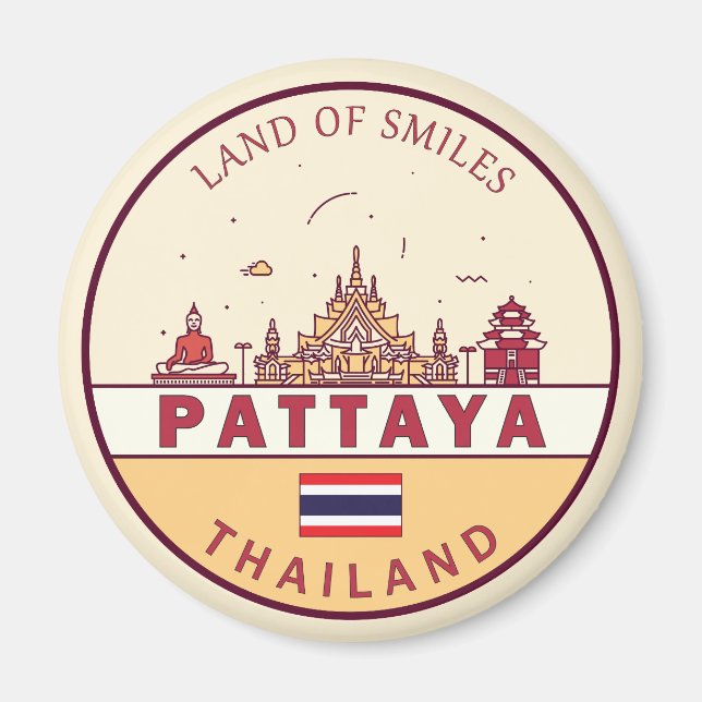 Pattaya Thailand City Skyline Emblem Magnet (Vorne)