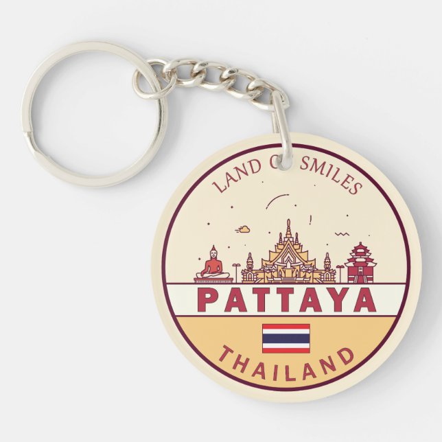 Pattaya Thailand City Skyline Emblem Schlüsselanhänger (Vorderseite)