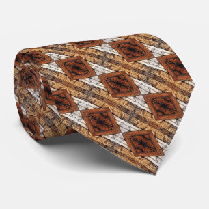 Pattenierte Holzplanken Diamantmuster Mixed Media Krawatte