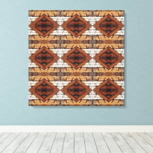 Pattenierte Holzplanken Diamantmuster Mixed Media Leinwanddruck
