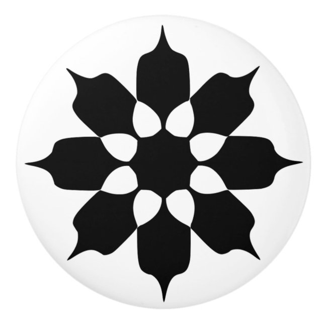 PATTER DER SCHWARZEN UND WEISSEN BLUME KERAMIKKNAUF (Vorderseite)