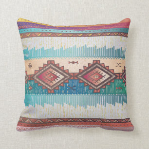 Patterend Navajo Blues, Aquamarin, Gewürz Kissen
