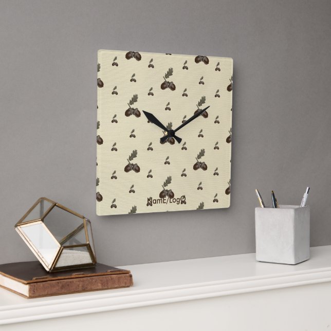 pattern_4_acorn_2 quadratische wanduhr (Büro)