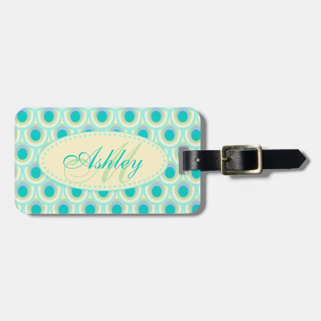 Pattern Aqua Minze Grün mit dem Namen Gepäckanhäng Gepäckanhänger (Vorderseite horizontal)