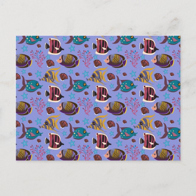 Pattern-Aquatic Ocean Underwater Postkarte (Vorderseite)