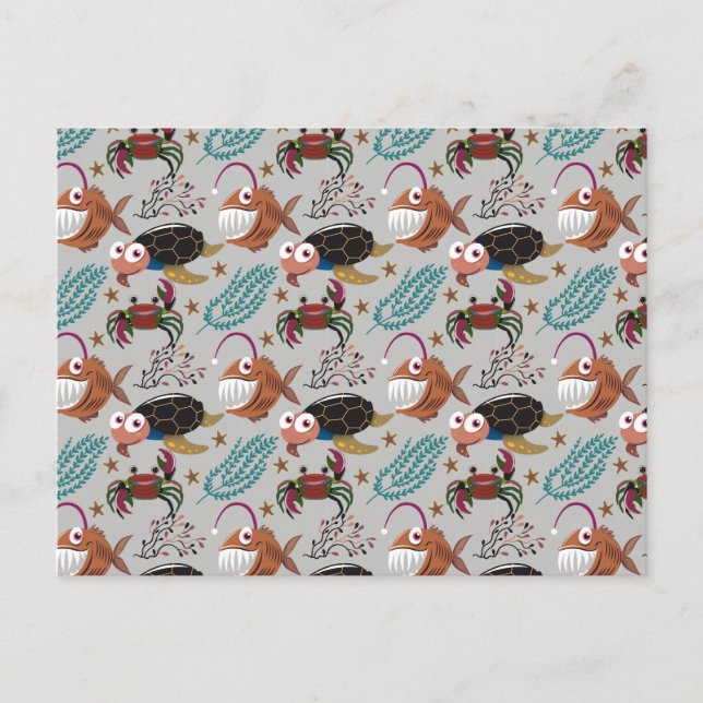 Pattern-Aquatic Ocean Underwater Postkarte (Vorderseite)