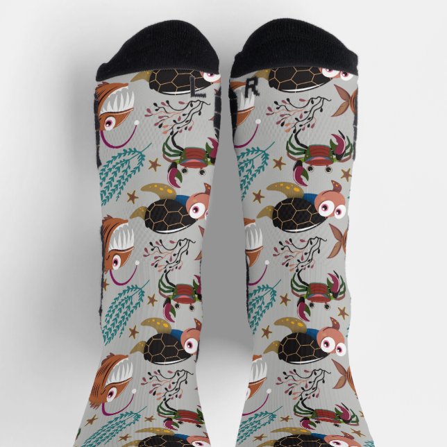 Pattern-Aquatic Ocean Underwater Socken (Oben)