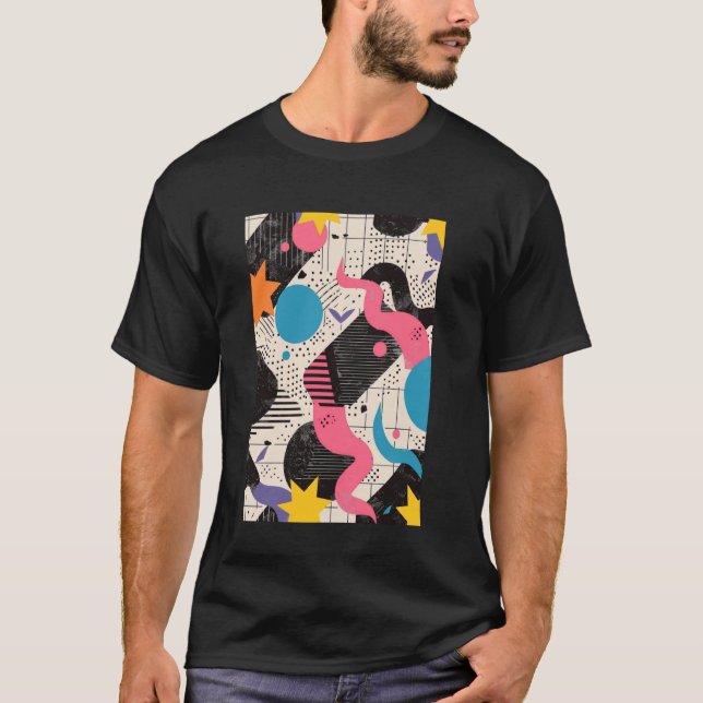 Pattern Art 80er Retrowave Theme T-Shirt (Vorderseite)