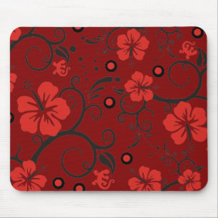 Pattern ARTs - Hibiskus-Dekor dunkelrot Mousepad